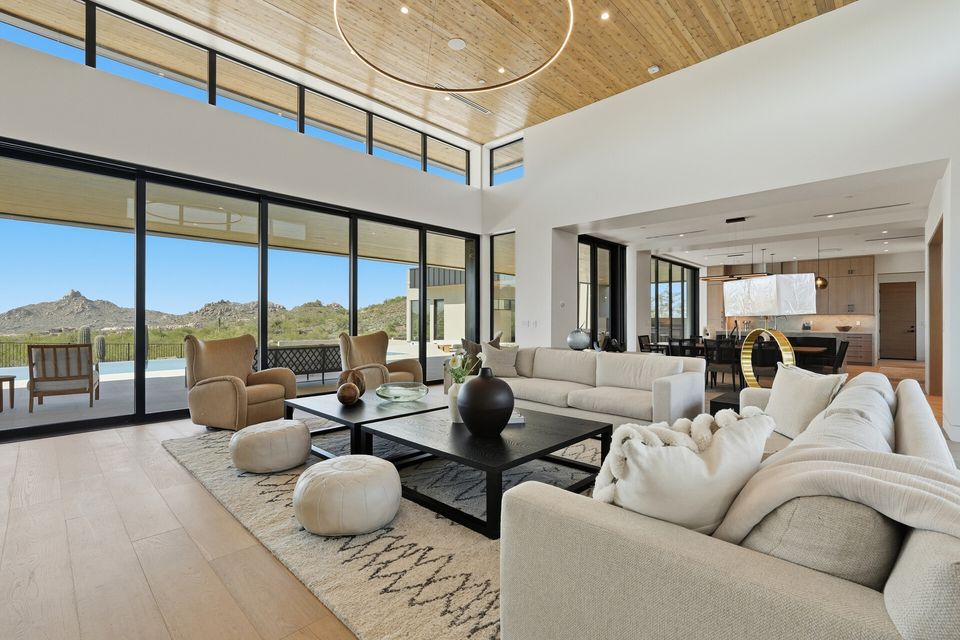 Luxury living room with mountain views